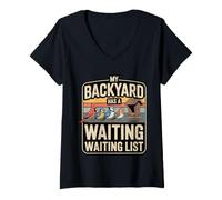 Women's My Backyard Has A Waiting Waiting List Birdwatching V-Neck T-Shirt