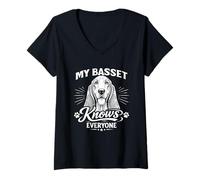 Women's My Basset Knows Everyone V-Neck T-Shirt