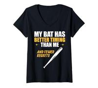 Womens My Bat Has Better Timing Than Me and Fewer Regrets. V-Neck T-Shirt