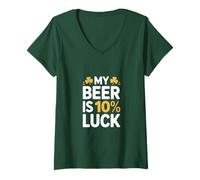 Womens My Beer is 10 Percent Luck St Patricks Day V-Neck T-Shirt