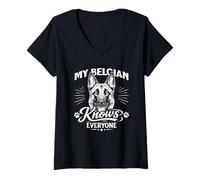 Women's My Belgian Malinois Knows Everyone V-Neck T-Shirt