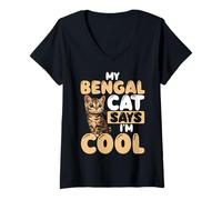 Womens My Bengal Cat Says Im Cool Bengal Cat Lover V-Neck T-Shirt