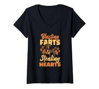Womens My Black And Tan Coonhound Is Blasting Farts Stealing Hearts V-Neck T-Shirt