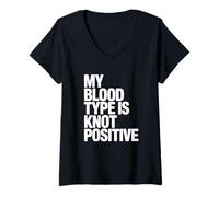 Womens My Blood Type is Knot Positive - Boulder Rock Climbing V-Neck T-Shirt