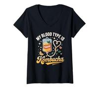 Women's My Blood Type is Kombucha V-Neck T-Shirt