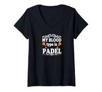 Womens My Blood Type is Padel Paddle Tennis Racket V-Neck T-Shirt