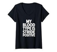 Womens My Blood Type is Stride Positive, Runner V-Neck T-Shirt