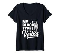Women's My Blood Type is Vodka Funny Sarcastic Vodka Lovers Drinking V-Neck T-Shirt