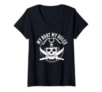 Women's My Boat My Rules Gift for the Captain, Gift for V-Neck T-Shirt