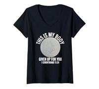 Womens My Body Given Up for You Catholic Mass Eucharist Host V-Neck T-Shirt