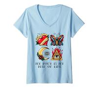 Womens My Body is My Map of Life (Tattoo Graphic) V-Neck T-Shirt