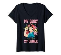 Womens My Body My Choice Pro Choice Feminist Women's Rights V-Neck T-Shirt