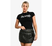 Womens My Boyfriend Is The Drummer Printed Baby Tee - Black - L, Black