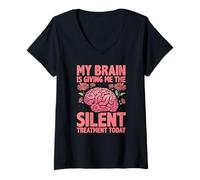 Womens My Brain Gave Up Today Funny Mental Fog Quote V-Neck T-Shirt