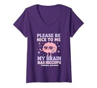 Women's My Brain Has Hiccups Epilepsy Awareness V-Neck T-Shirt