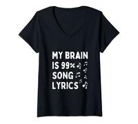 Womens My Brain Is 99.9 Percent Song Lyrics Funny Music Lover Quote V-Neck T-Shirt