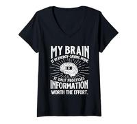 Women's My Brain is in Energy-Saving Mode - Sarcastic Joke Sarcasm V-Neck T-Shirt