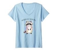 Women's My Brain Isn't Aging Well, Confused Adorable Raccoon Design V-Neck T-Shirt