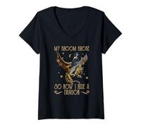 Women's My Broom Broke so Now I Ride a Dragon Witch V-Neck T-Shirt