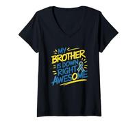 Womens My Brother is Down Right Awesome Quote V-Neck T-Shirt