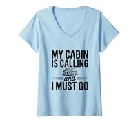 Womens My Cabin is Calling and I Must Go V-Neck T-Shirt