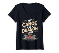 Women's My Canoe Has A Dragon On It Racing V-Neck T-Shirt