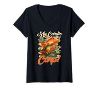 Womens My Cardio is Pulling carp V-Neck T-Shirt