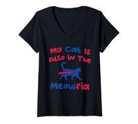 Womens My Cat is Also in The Meowfia V-Neck T-Shirt