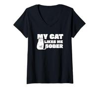 Women's My Cat Likes Me Sober V-Neck T-Shirt