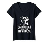 Women's My Catahoula Runs This House Dog Saying V-Neck T-Shirt
