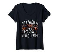 Womens My Cavachon Thinks I'm A Personal Space Heater V-Neck T-Shirt