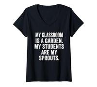 Womens My Classroom is a Garden My Students are My Sprouts Vegan V-Neck T-Shirt