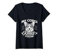 Women's My Corgi Knows Everyone V-Neck T-Shirt