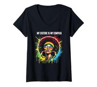 Womens My Culture Is My Compass Afro Queer Gay LGBTQ Pride Women V-Neck T-Shirt