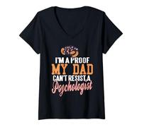 Womens My Dad Fell for a Brilliant Mind Psychology Humor V-Neck T-Shirt