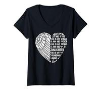 Womens My Dad is My Guardian Angel Shirt I Am His Daughter Shirt V-Neck T-Shirt