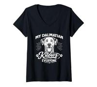 Women's My Dalmatian Knows Everyone V-Neck T-Shirt
