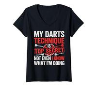 Women's My Darts Technique is Top Secret V-Neck T-Shirt