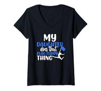 Womens My Daughter Does That Flag Flippy Thing Funny Color Guard V-Neck T-Shirt