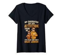 Womens My Daughter Got Her Attitude from Me I'm IDGAF V-Neck T-Shirt
