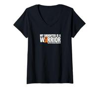 Women's My Daughter is a Warrior MS Multiple Sclerosis Awareness V-Neck T-Shirt