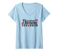 Womens My Daughter Is An Awesome Vet Tech T-shirt V-Neck T-Shirt