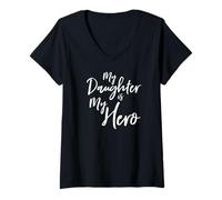 Womens My Daughter Is My Hero Cancer Survivor Shirt For Mom Dad Tee V-Neck T-Shirt