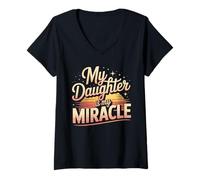 Womens My Daughter Is My Miracle Appreciation Quote V-Neck T-Shirt