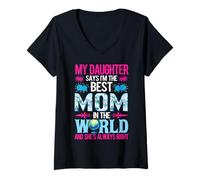 Womens My Daughter Says I'm The Best Mom In The World V-Neck T-Shirt