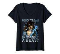Womens My Doctor Said I'm Morbidly A Beast Funny Werewolf Meme V-Neck T-Shirt