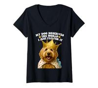 Womens My Dog Deserves The World Goldendoodle Puppy Lover Pup V-Neck T-Shirt