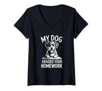 Women's My Dog Graded Your Homework Funny Teacher V-Neck T-Shirt
