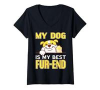 Womens My Dog is My Best Fur-end Funny Dog Lovers V-Neck T-Shirt