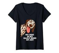 Womens My Dog Is My Daily Dose Of Joy Dalmatian Puppy Pup Owner V-Neck T-Shirt